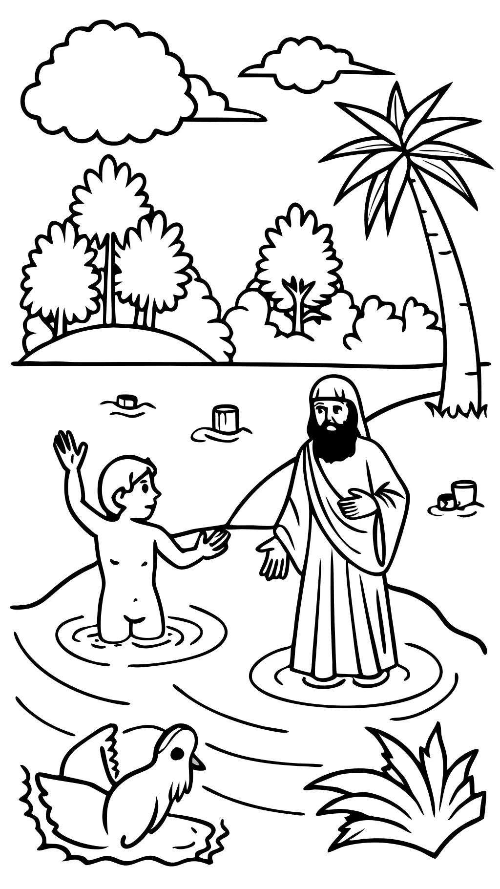 coloriage du baptême de Jésus